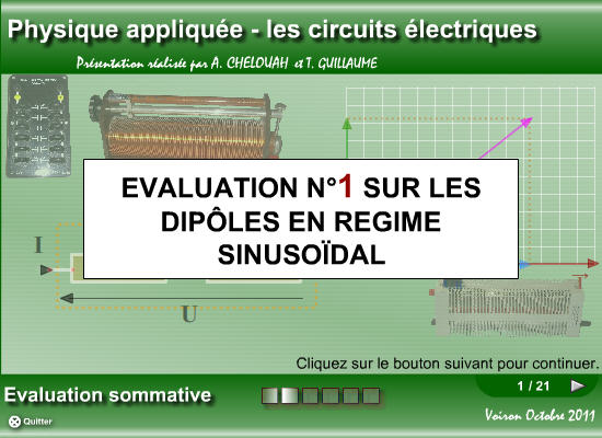 QCM d'évaluation sur les dipôles en régime sinusoïdal